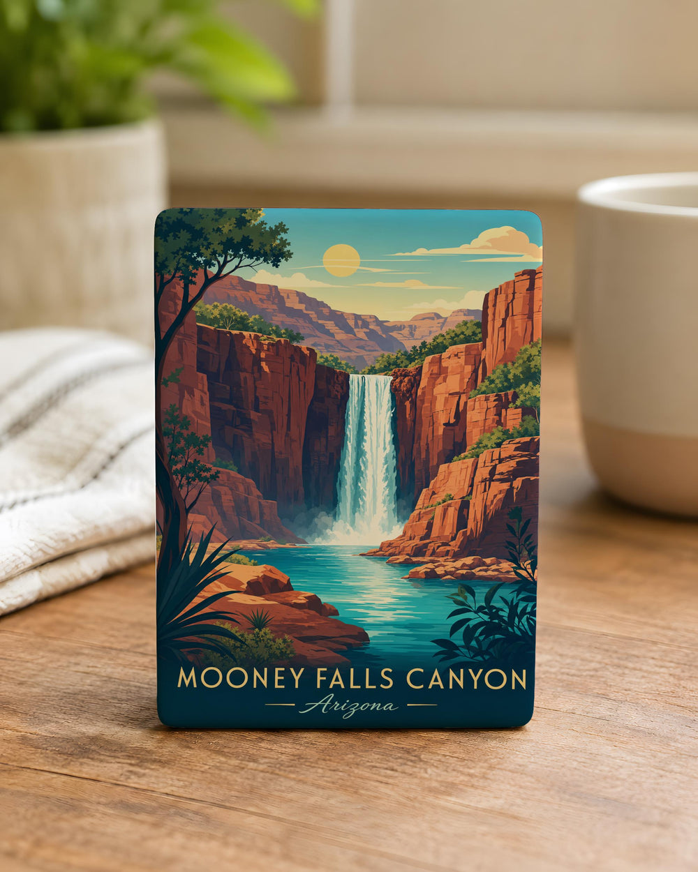 Mooney Falls Canyon Fridge Magnet, Havasu Creek Waterfall Landmark Souvenir, Arizona Nature Travel Keepsake