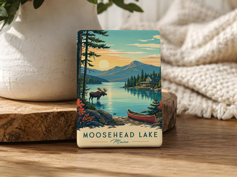 Moosehead Lake Fridge Magnet, Maine Lake Souvenir Magnet, Moosehead Lake Travel Keepsake, Cabin Lake Decor Magnet