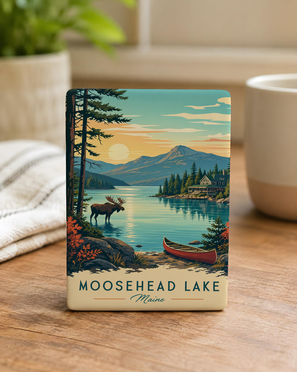 Moosehead Lake Fridge Magnet, Maine Lake Souvenir Magnet, Moosehead Lake Travel Keepsake, Cabin Lake Decor Magnet