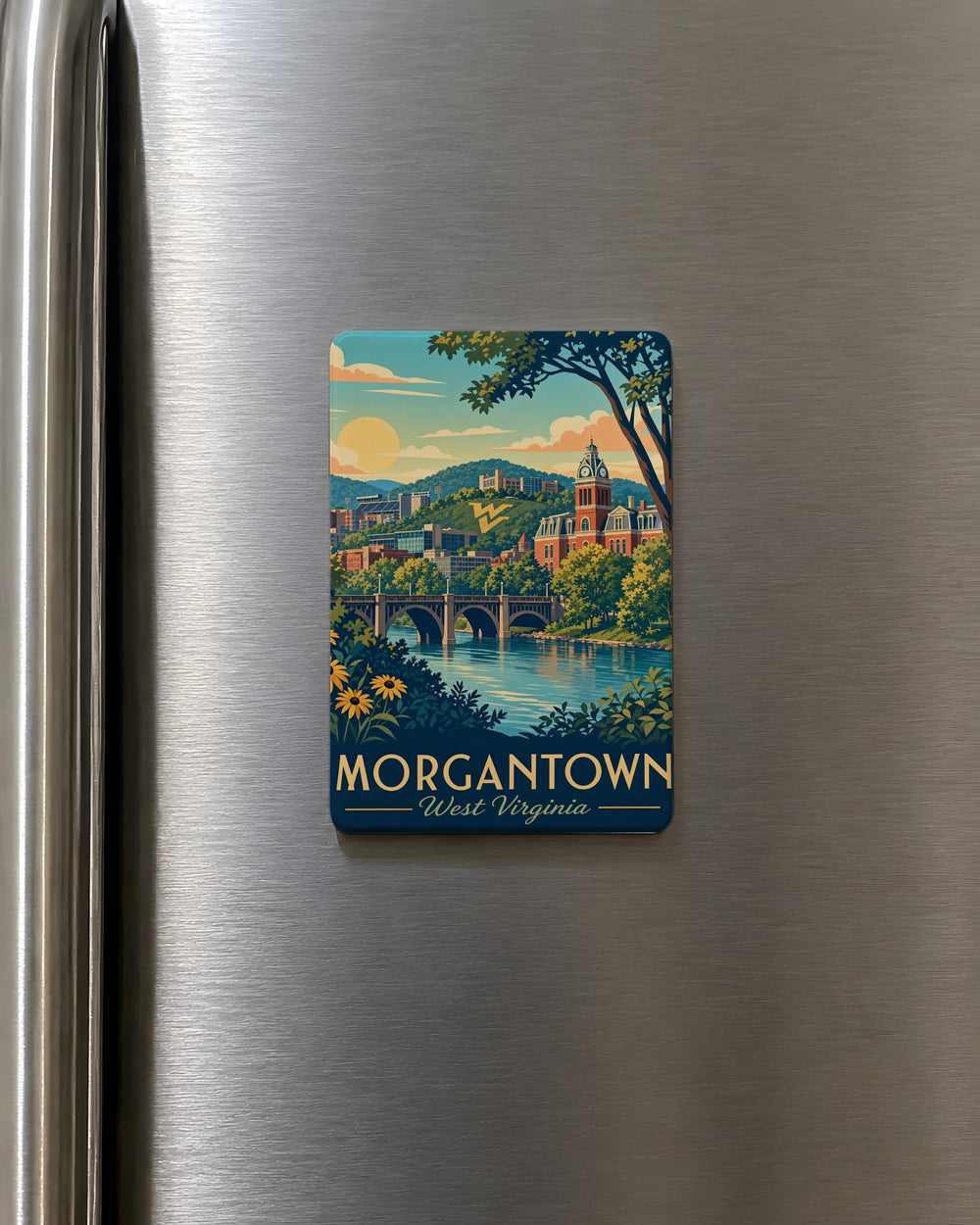 Morgantown WV Fridge Magnet, Morgantown West Virginia Souvenir Magnet, Mountaineer Country Travel Keepsake Gift