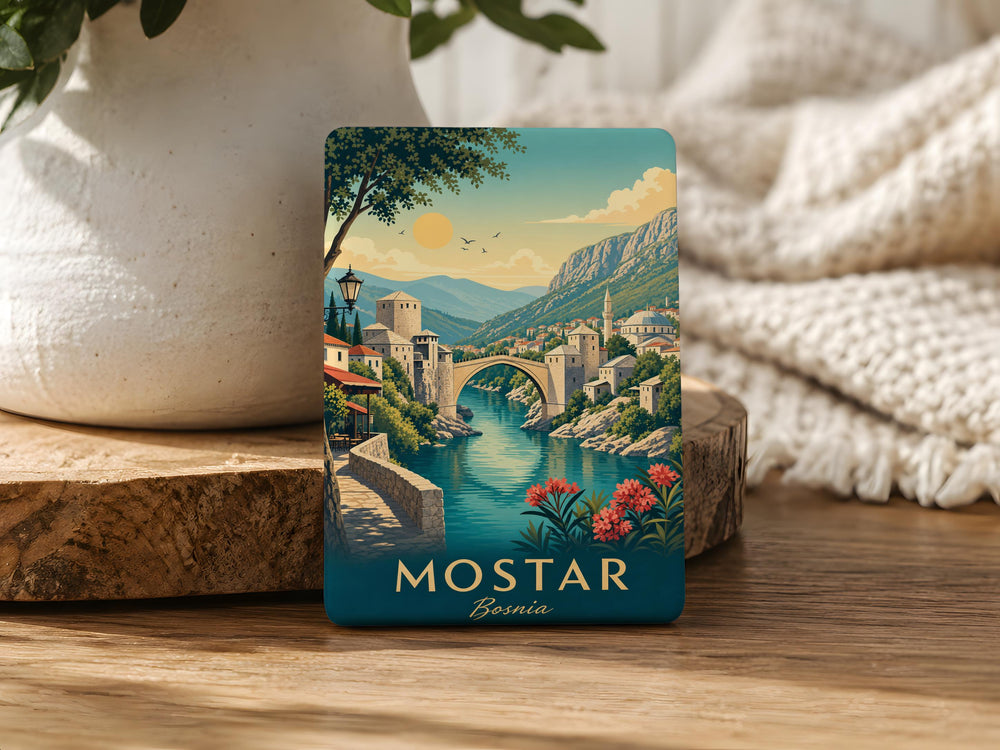Mostar Bosnia Fridge Magnet, Stari Most Bridge Souvenir Magnet, Bosnia and Herzegovina Travel Gift, Mostar Landmark Magnet