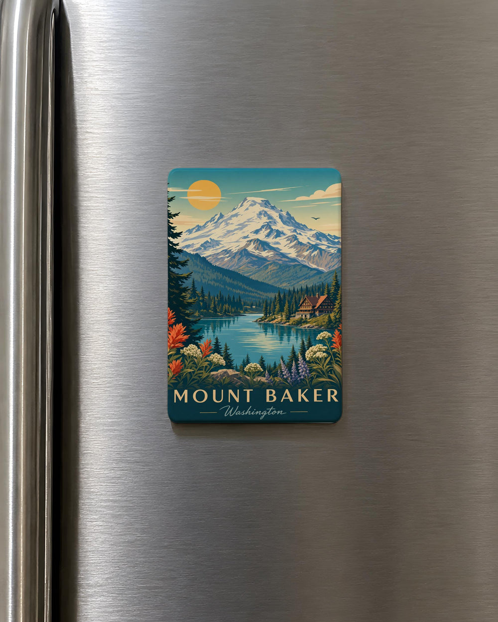 Mount Baker Washington Fridge Magnet, Mount Baker Mountain Souvenir Magnet, Washington State Travel Keepsake Magnet