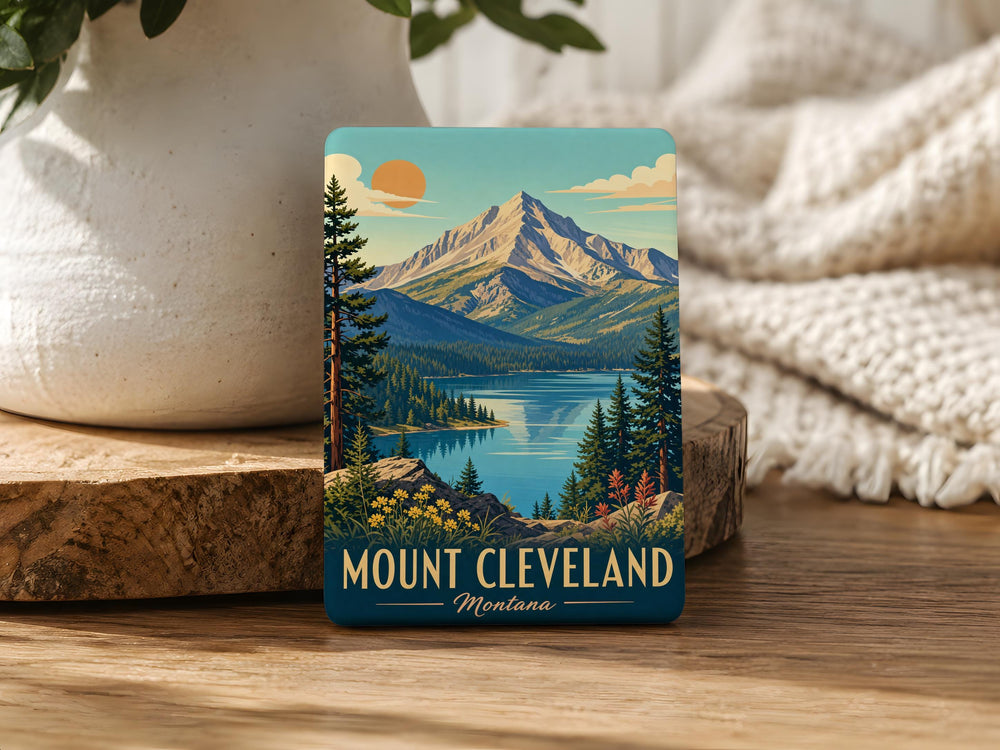 Mount Cleveland Montana Fridge Magnet, Glacier National Park Souvenir Magnet, Mountain Peak Travel Keepsake Magnet