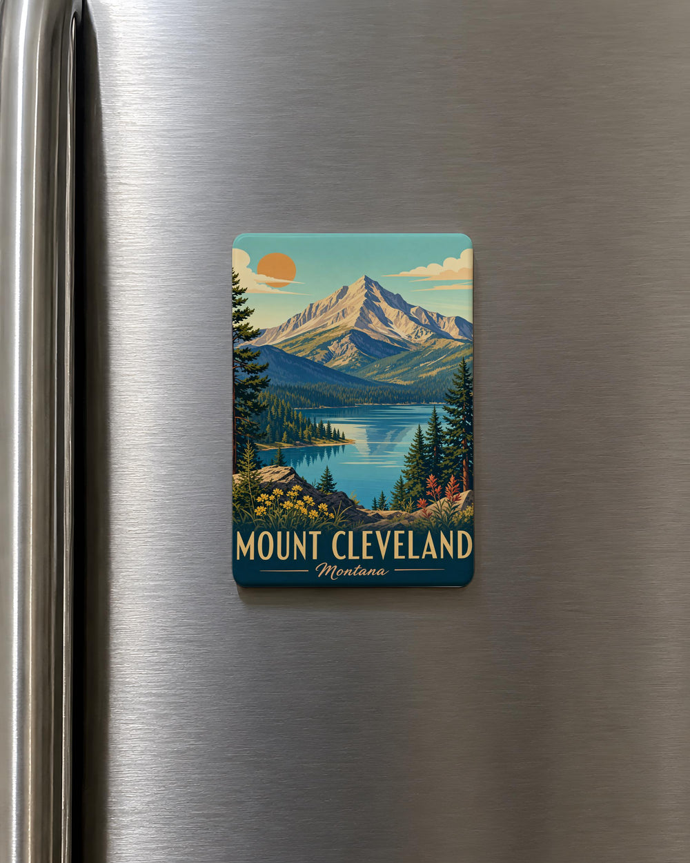 Mount Cleveland Montana Fridge Magnet, Glacier National Park Souvenir Magnet, Mountain Peak Travel Keepsake Magnet
