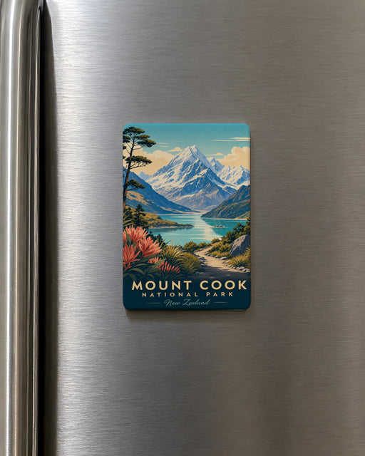 Mount Cook National Park Fridge Magnet, Aoraki Mount Cook New Zealand Mountain Landscape Souvenir Magnet, Travel Gift