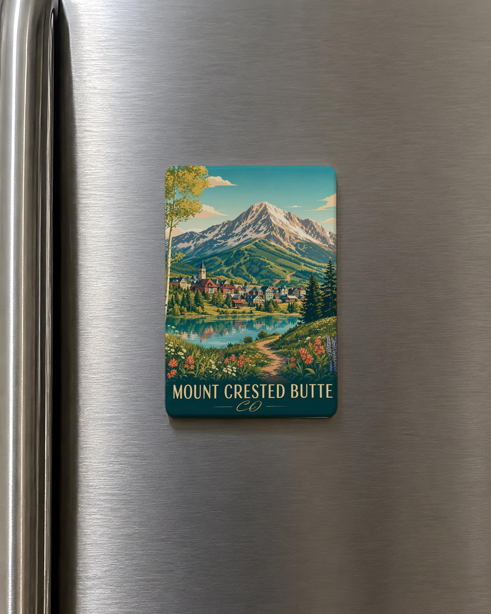 Mount Crested Butte Colorado Fridge Magnet, Mountain Town Souvenir, Ski Resort Travel Gift, Rocky Mountains Keepsake Magnet