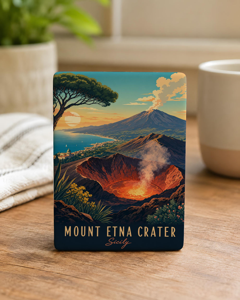 Mount Etna Crater Fridge Magnet, Sicily Volcano Souvenir Magnet, Italy Travel Keepsake, Mount Etna Gift Magnet