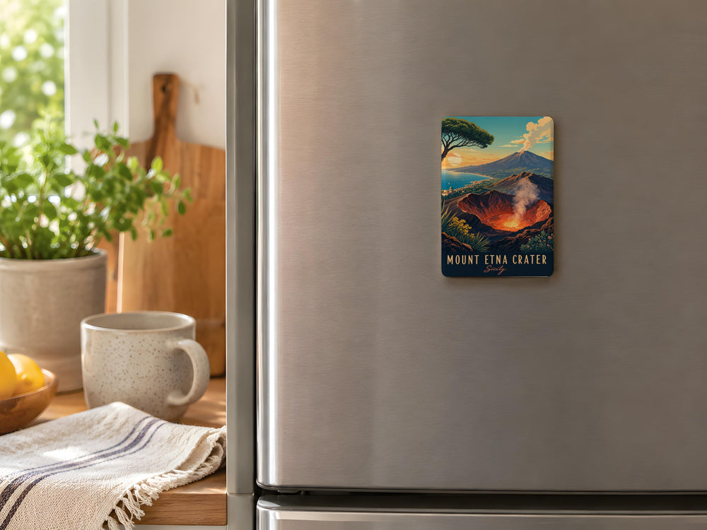 Mount Etna Crater Fridge Magnet, Sicily Volcano Souvenir Magnet, Italy Travel Keepsake, Mount Etna Gift Magnet
