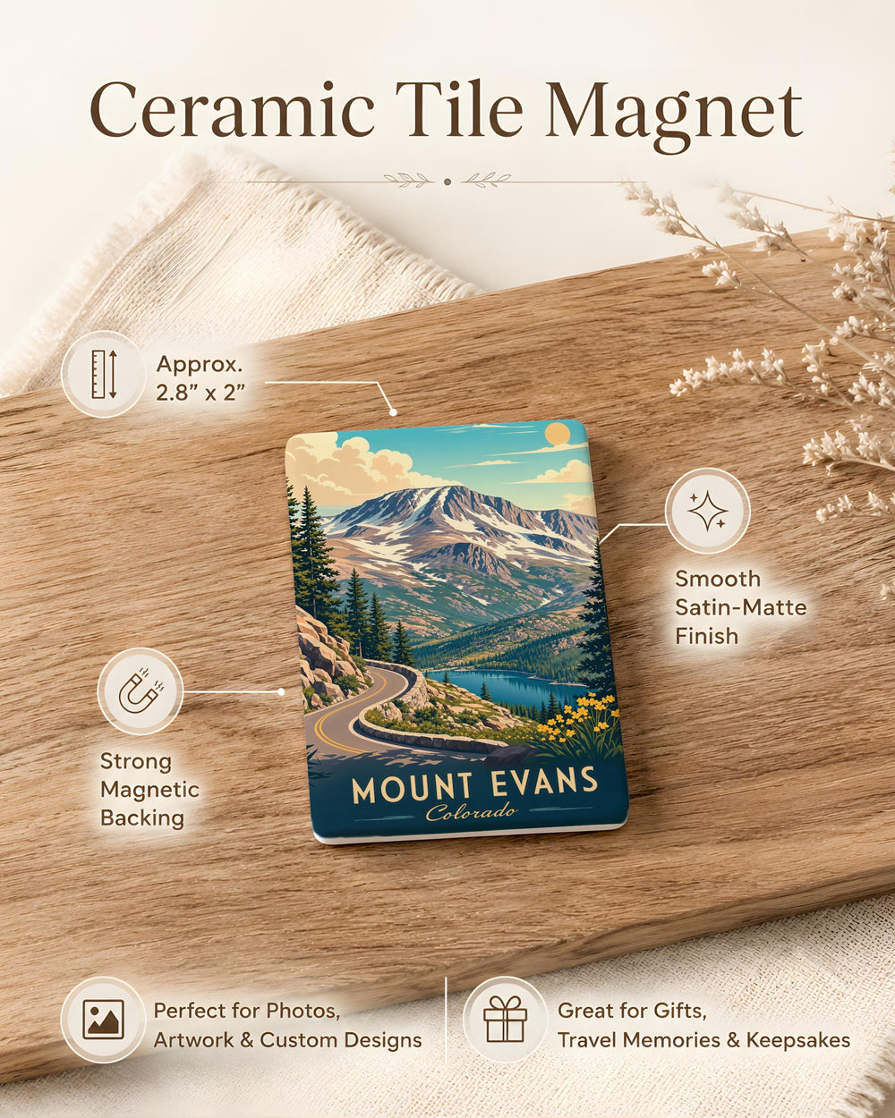Mount Evans Colorado Fridge Magnet, Rocky Mountain Scenic Souvenir Magnet, Colorado Mountain Landmark Gift
