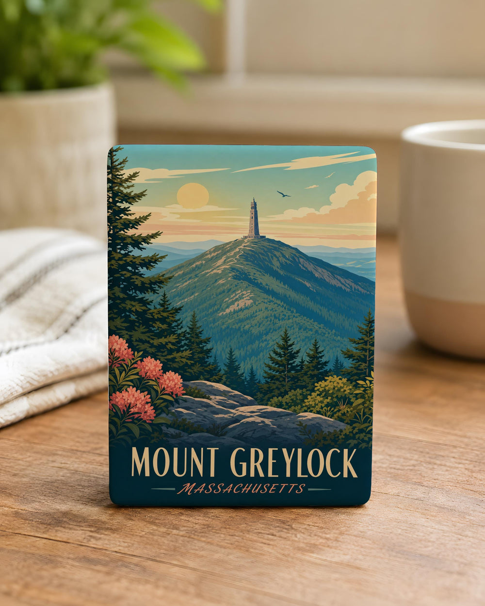 Mount Greylock Fridge Magnet, Massachusetts Mountain Souvenir, Berkshires Travel Gift, Summit Landmark Keepsake Magnet