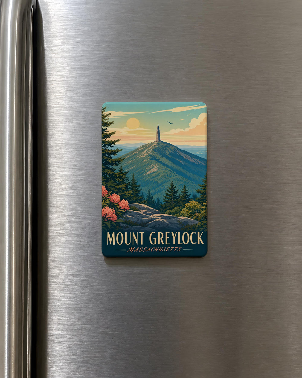 Mount Greylock Fridge Magnet, Massachusetts Mountain Souvenir, Berkshires Travel Gift, Summit Landmark Keepsake Magnet