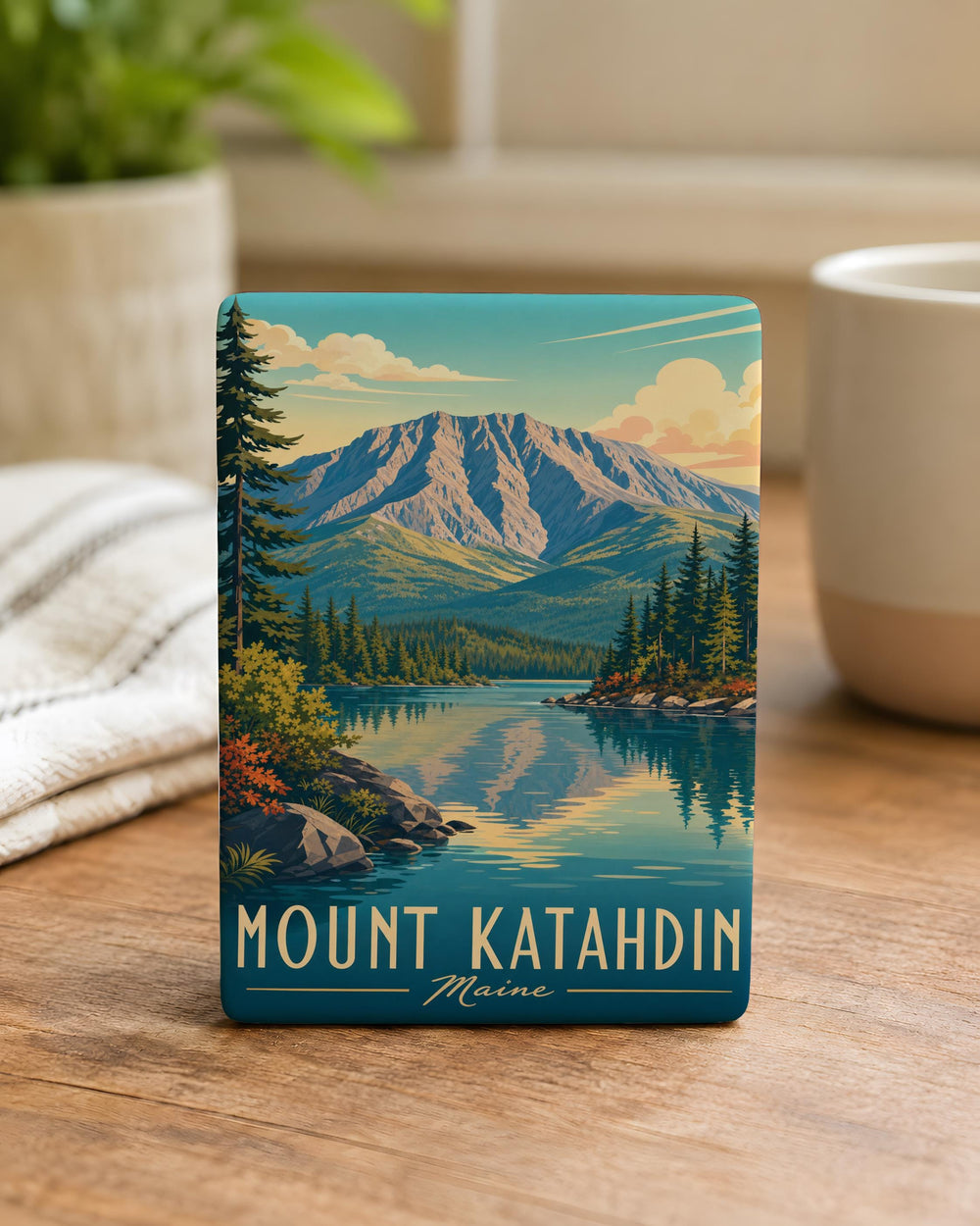 Mount Katahdin Fridge Magnet, Maine Mountain Souvenir Magnet, Baxter State Park Travel Keepsake, Hiking Adventure Gift