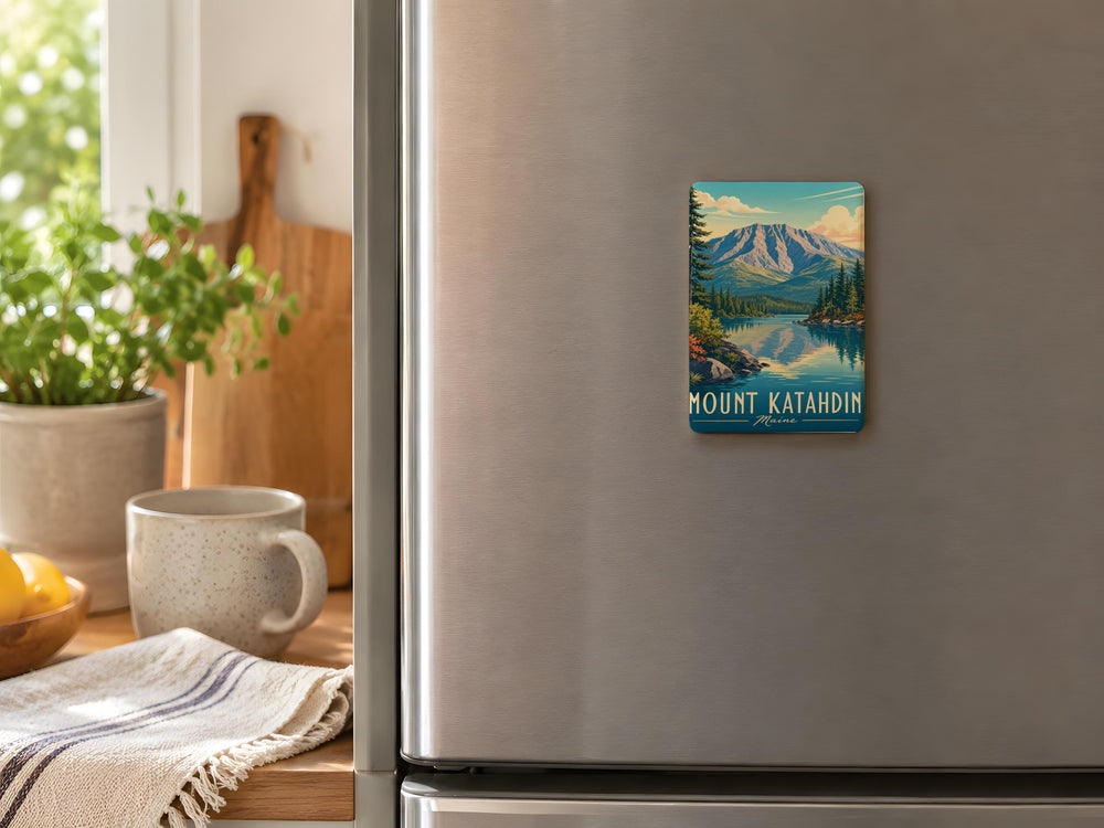 Mount Katahdin Fridge Magnet, Maine Mountain Souvenir Magnet, Baxter State Park Travel Keepsake, Hiking Adventure Gift