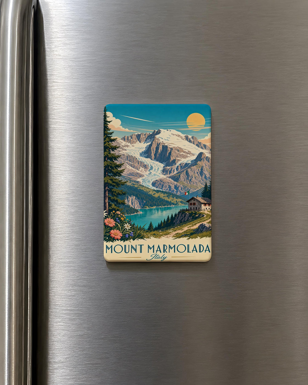 Mount Marmolada Mountain Fridge Magnet, Dolomites Italy Souvenir Magnet, Alpine Peak Travel Keepsake Gift