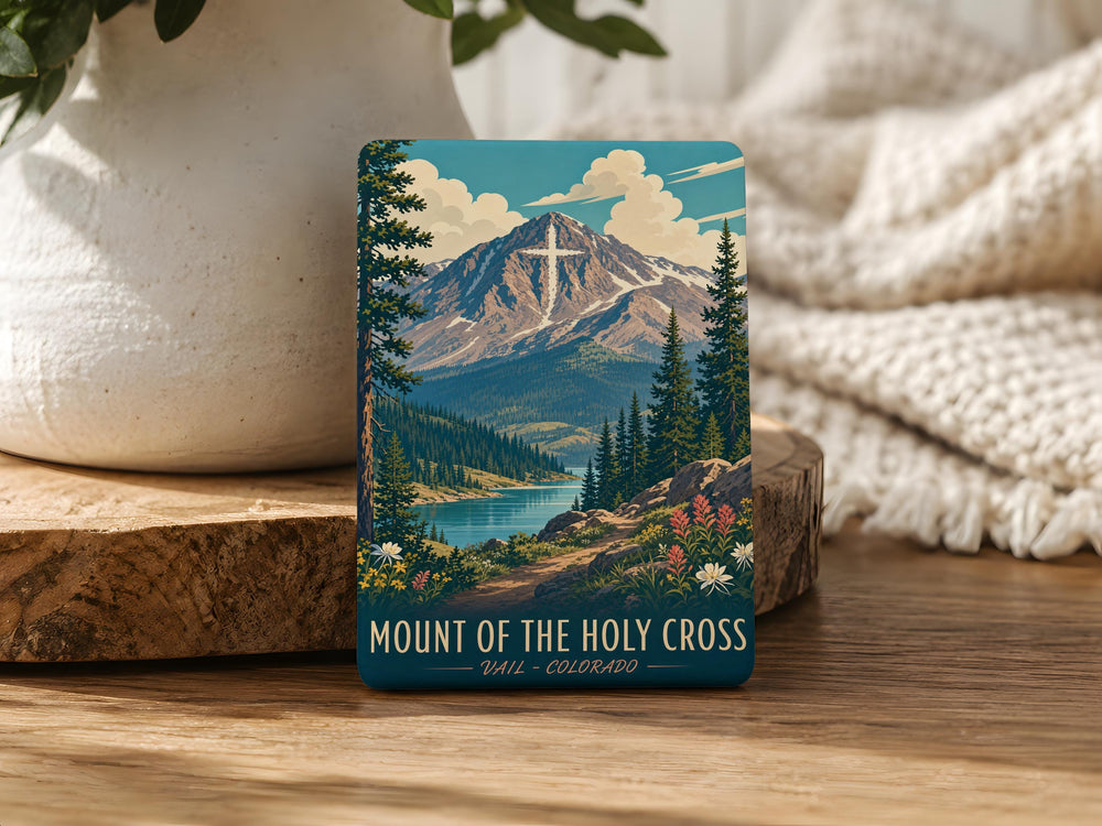 Mount of the Holy Cross Fridge Magnet, Colorado Mountain Peak Souvenir Magnet, Hiking & Alpine Landscape Magnet