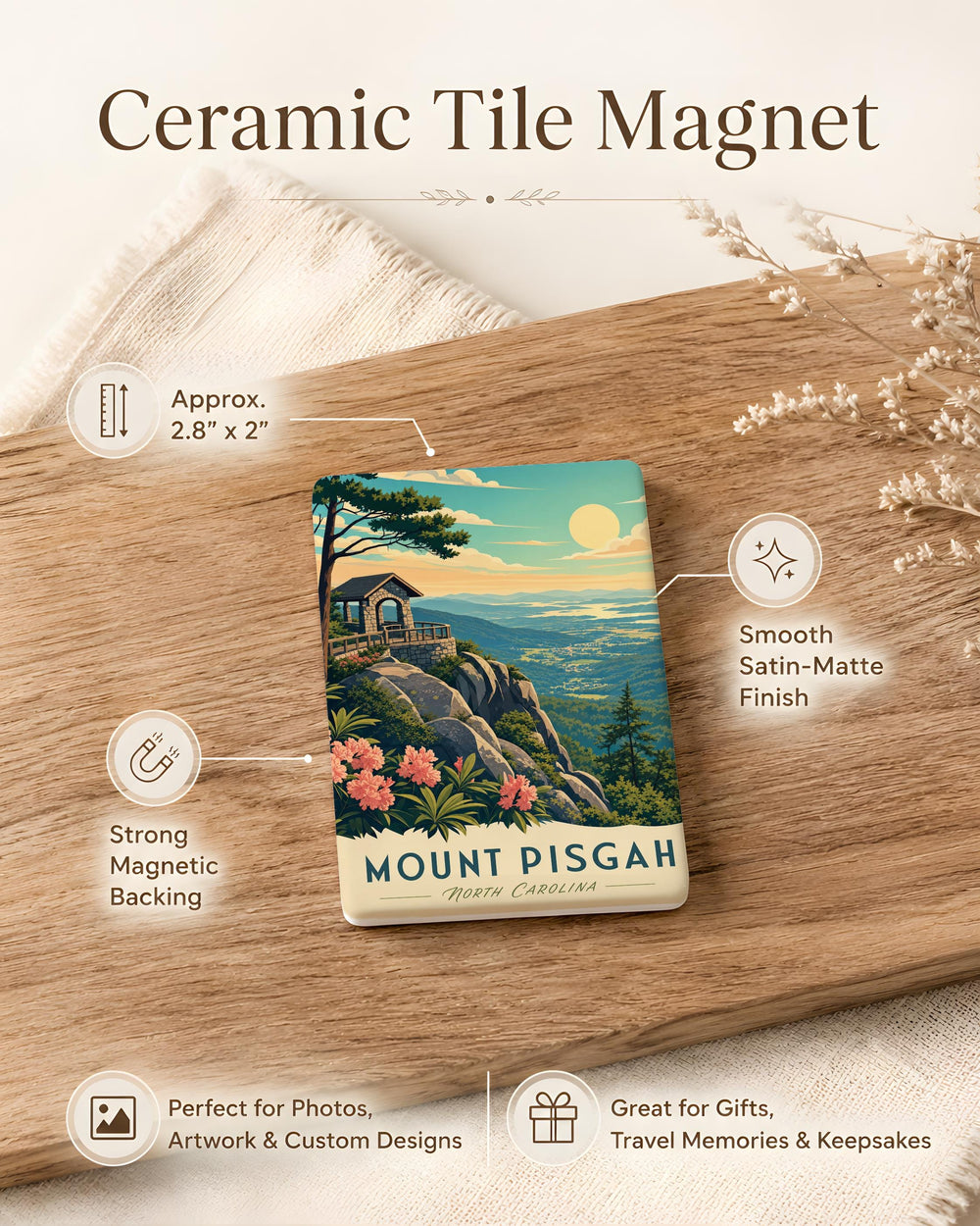 Mount Pisgah Fridge Magnet, Mount Pisgah Mountain Souvenir Magnet, North Carolina Travel Gift, Appalachian Mountains Keepsake Magnet