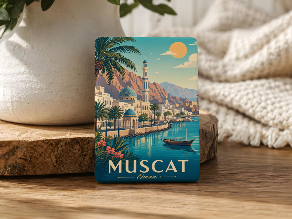 Muscat Oman Fridge Magnet, Muscat Souvenir Magnet, Oman Travel Gift, Muscat City Landmark Keepsake Magnet, Oman Vacation Memento