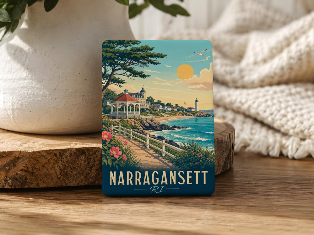Narragansett RI Fridge Magnet, Rhode Island Souvenir, Narragansett Beach Town Keepsake, Coastal New England Travel Gift