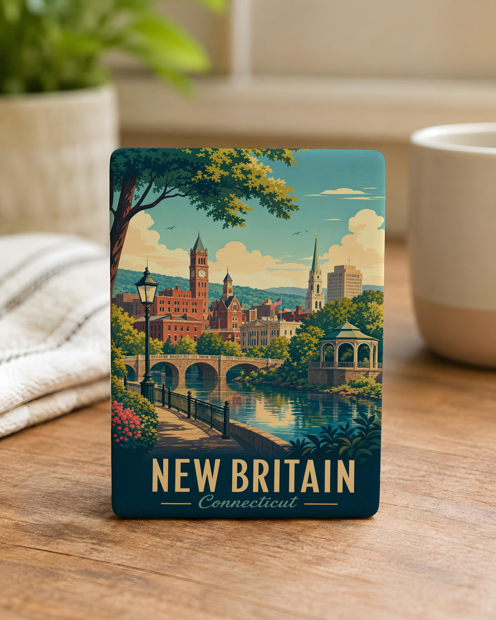 New Britain CT Fridge Magnet, New Britain Connecticut Souvenir Magnet, New Britain City Landmark Travel Gift Magnet