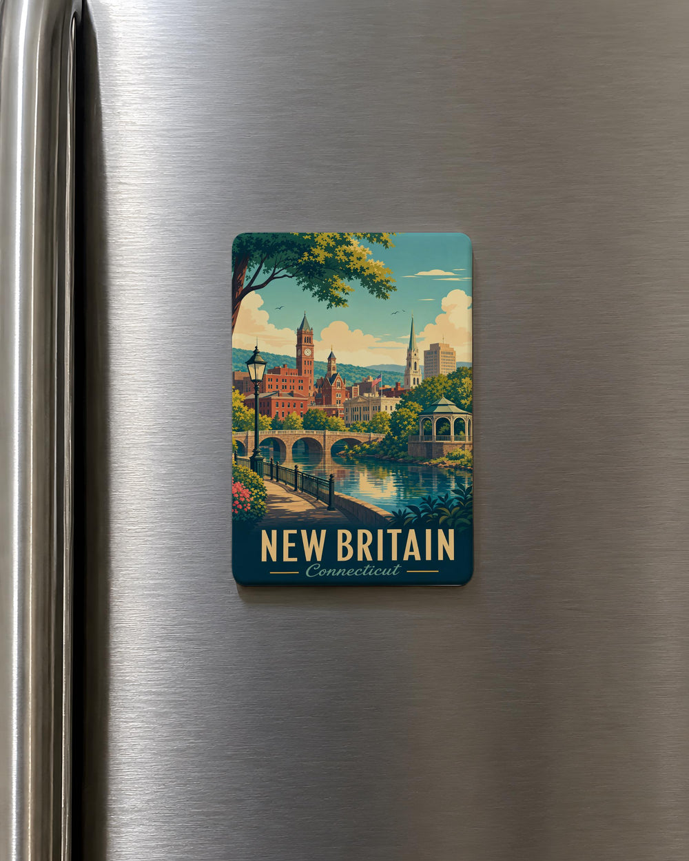 New Britain CT Fridge Magnet, New Britain Connecticut Souvenir Magnet, New Britain City Landmark Travel Gift Magnet
