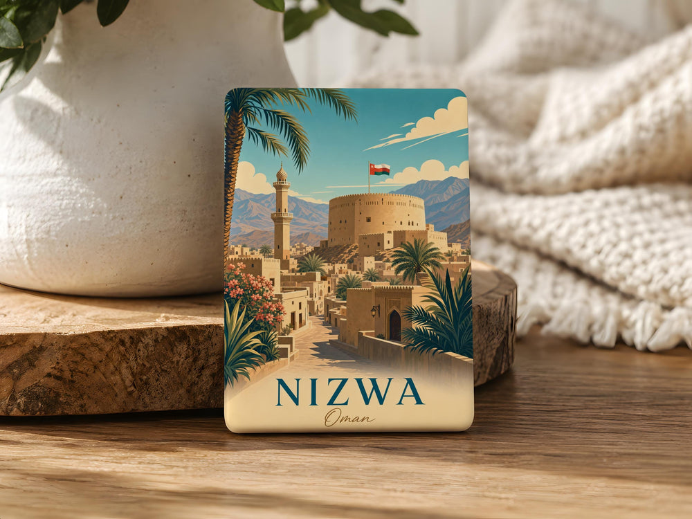 Nizwa Oman Fridge Magnet, Nizwa Fort Souvenir Magnet, Oman Travel Gift, Middle East Landmark Refrigerator Magnet