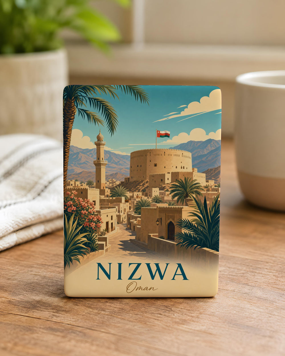 Nizwa Oman Fridge Magnet, Nizwa Fort Souvenir Magnet, Oman Travel Gift, Middle East Landmark Refrigerator Magnet