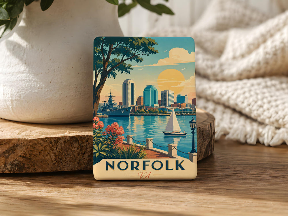 Norfolk VA Fridge Magnet, Norfolk Virginia Souvenir Magnet, Coastal City Travel Keepsake, Hampton Roads Gift