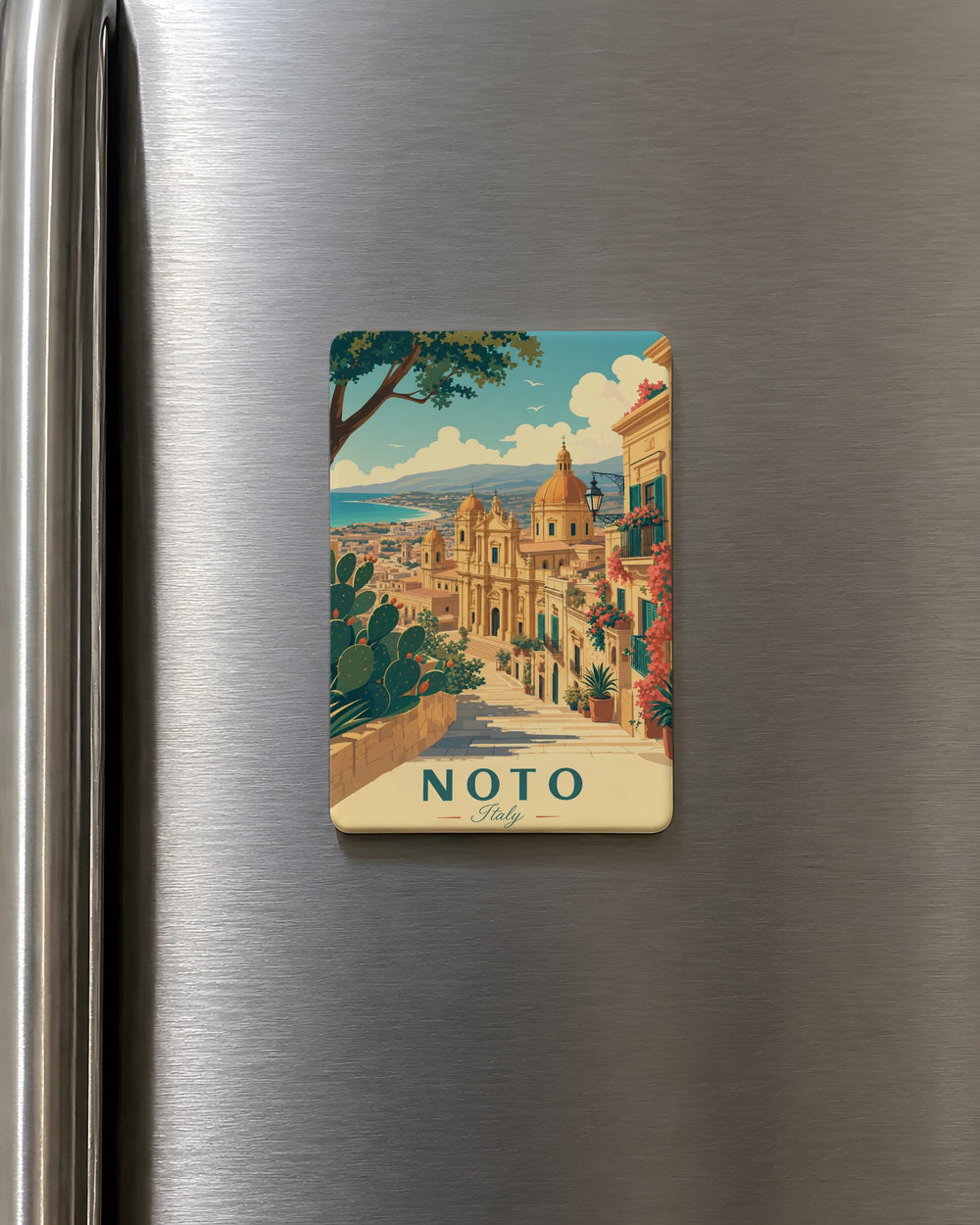 Noto Italy Fridge Magnet, Noto Sicily Travel Souvenir, Italian Town Landmark Keepsake Magnet, Noto Cityscape Gift