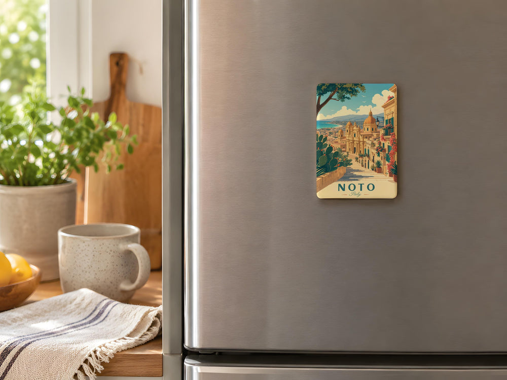 Noto Italy Fridge Magnet, Noto Sicily Travel Souvenir, Italian Town Landmark Keepsake Magnet, Noto Cityscape Gift