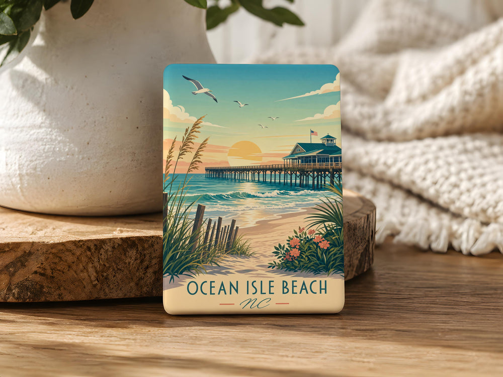 Ocean Isle Beach NC Fridge Magnet, North Carolina Coastal Beach Souvenir Magnet, Ocean Isle Beach Vacation Keepsake Gift
