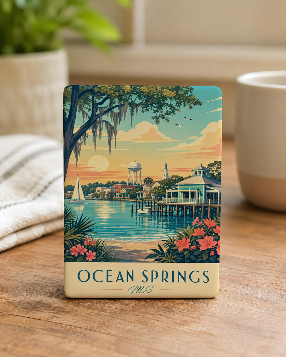 Ocean Springs MS Fridge Magnet, Mississippi Coastal Town Souvenir Magnet, Ocean Springs Mississippi Travel Keepsake Gift
