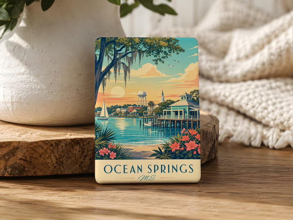 Ocean Springs MS Fridge Magnet, Mississippi Coastal Town Souvenir Magnet, Ocean Springs Mississippi Travel Keepsake Gift