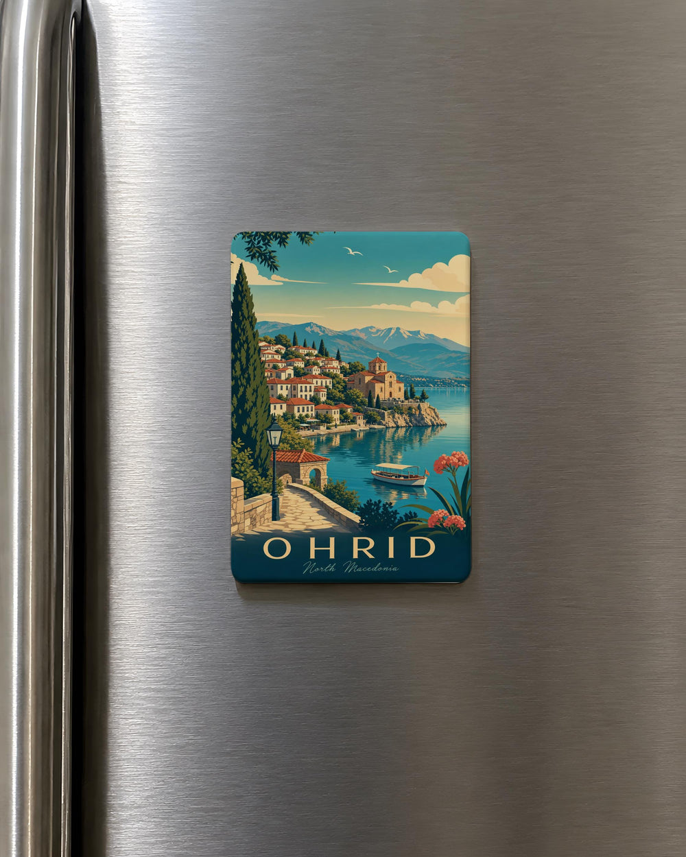 Ohrid North Macedonia Fridge Magnet, Lake Ohrid Travel Souvenir, Ohrid Landmark Magnet, Macedonia Vacation Keepsake Magnet