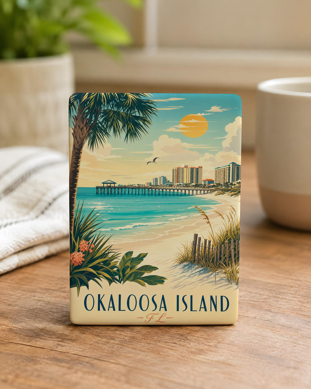 Okaloosa Island FL Fridge Magnet, Florida Beach Souvenir Magnet, Coastal Vacation Travel Gift, Destin Area Keepsake Magnet