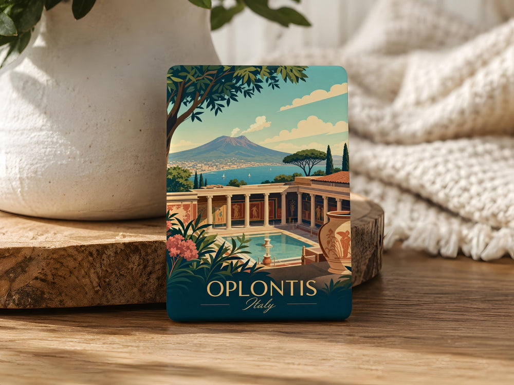 Oplontis Fridge Magnet, Ancient Roman Villa Ruins Souvenir Magnet, Pompeii Area Italy Travel Keepsake Magnet