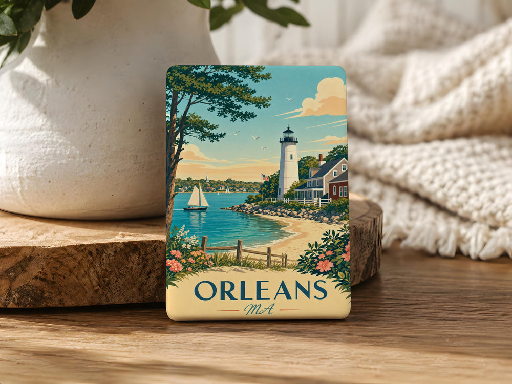 Orleans MA Fridge Magnet, Orleans Massachusetts Souvenir Magnet, Cape Cod Travel Gift, Coastal Town Keepsake Magnet