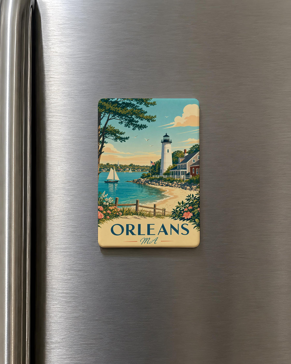 Orleans MA Fridge Magnet, Orleans Massachusetts Souvenir Magnet, Cape Cod Travel Gift, Coastal Town Keepsake Magnet