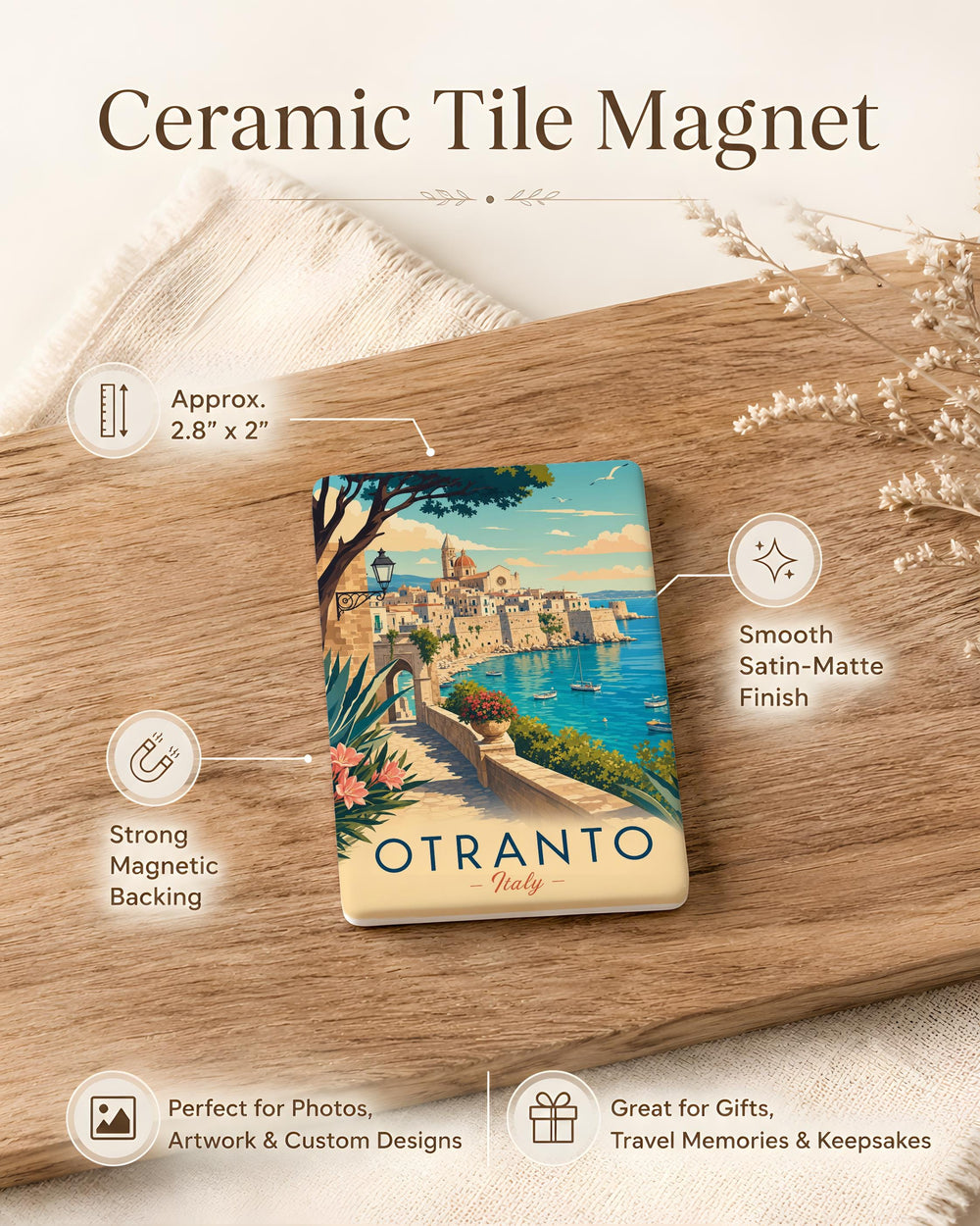 Otranto Italy Fridge Magnet, Otranto Puglia Souvenir Magnet, Italy Travel Gift, Otranto Landmark Keepsake Magnet