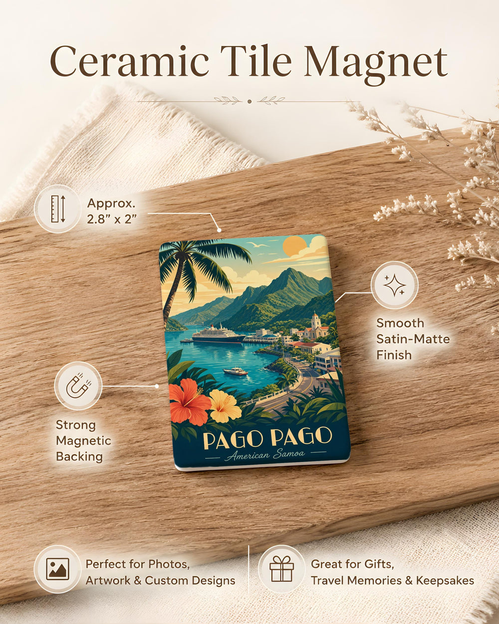 Pago Pago Fridge Magnet, American Samoa Souvenir Magnet, Pago Pago Travel Keepsake, Island Destination Refrigerator Magnet