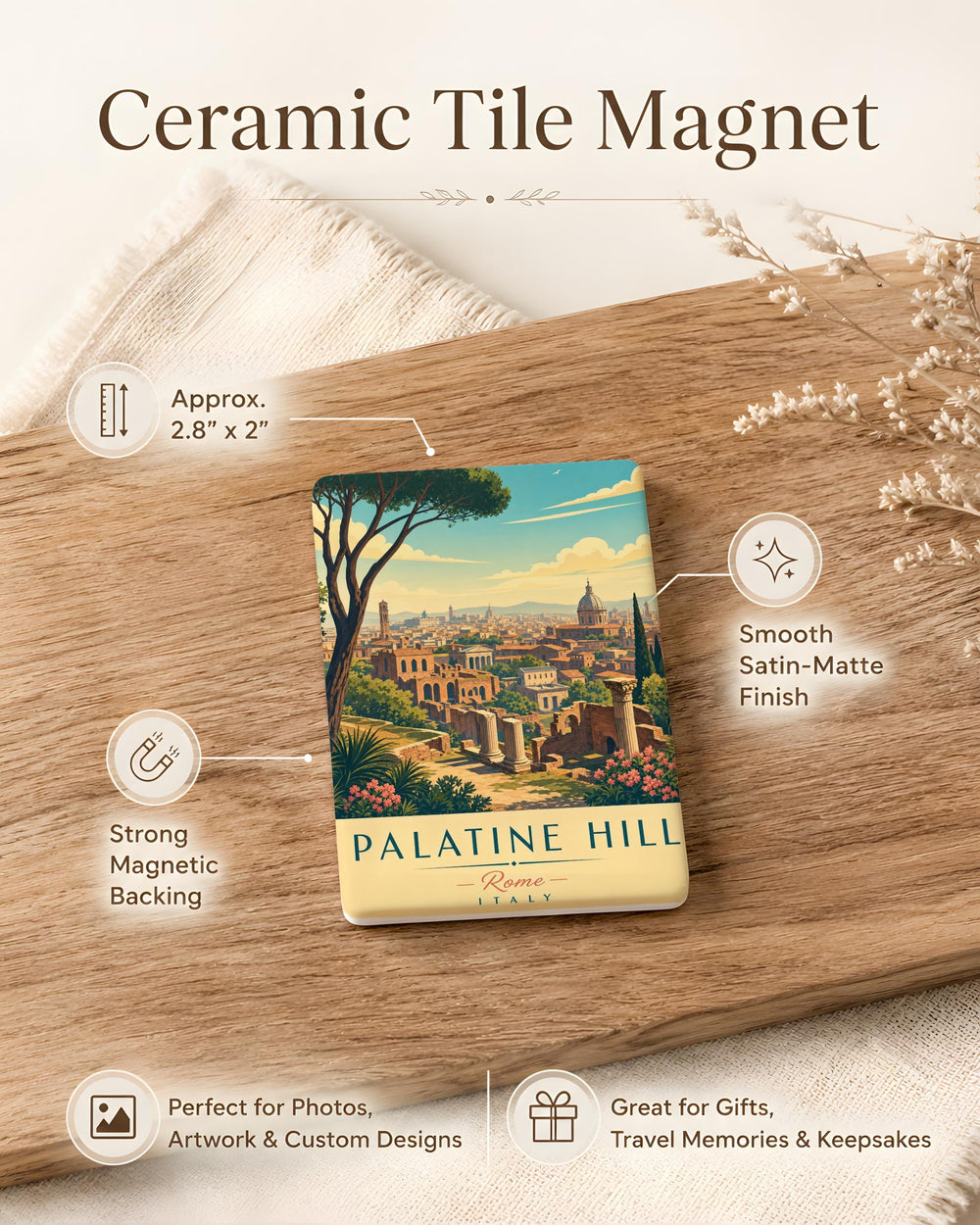 Palatine Hill Rome Fridge Magnet, Ancient Roman Ruins Souvenir, Italy Travel Landmark Keepsake Magnet
