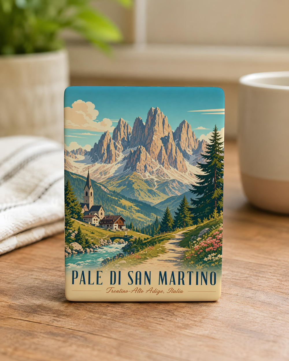 Pale di San Martino Mountain Peaks Fridge Magnet, Dolomites Italy Travel Souvenir Magnet, Alpine Landscape Magnet
