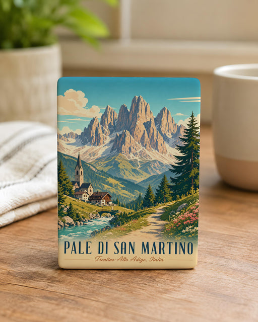 Pale di San Martino Mountain Peaks Fridge Magnet, Dolomites Italy Travel Souvenir Magnet, Alpine Landscape Magnet