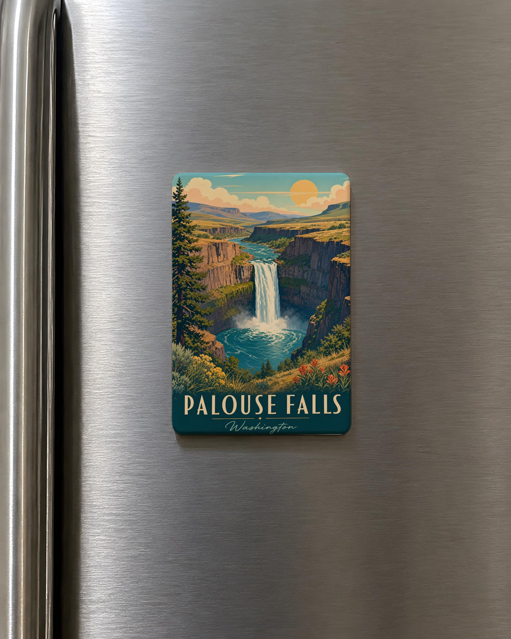 Palouse Falls Fridge Magnet, Washington Waterfall Souvenir, Pacific Northwest Landmark Magnet, Nature Travel Gift