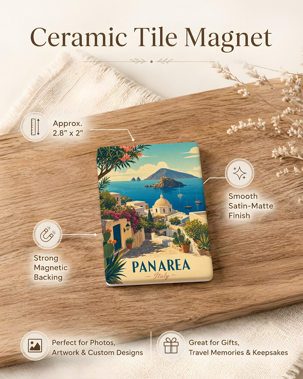 Panarea Italy Fridge Magnet, Panarea Island Souvenir Magnet, Aeolian Islands Travel Gift, Sicily Italy Vacation Keepsake Magnet
