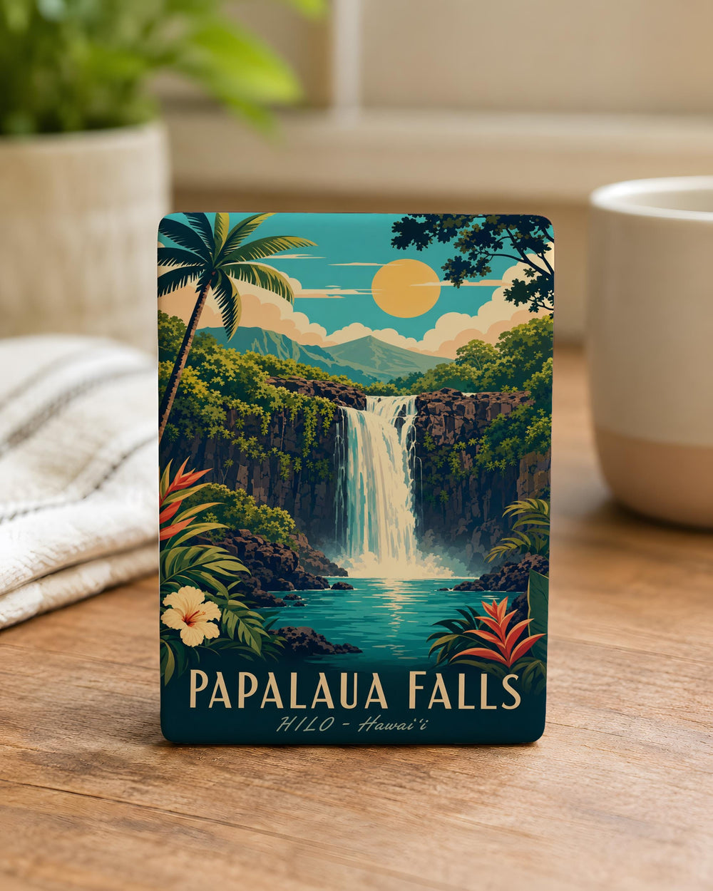 Papalaua Falls Fridge Magnet, Waterfall Landscape Souvenir, Hawaii Nature Travel Keepsake Magnet