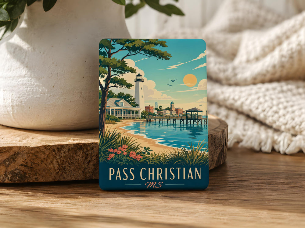 Pass Christian Mississippi Fridge Magnet, Pass Christian MS Souvenir Magnet, Gulf Coast Beach Town Travel Keepsake Magnet