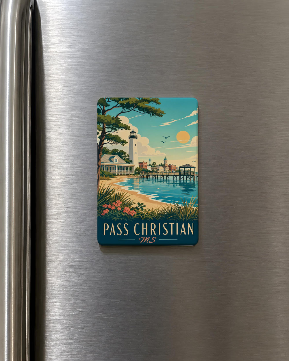 Pass Christian Mississippi Fridge Magnet, Pass Christian MS Souvenir Magnet, Gulf Coast Beach Town Travel Keepsake Magnet