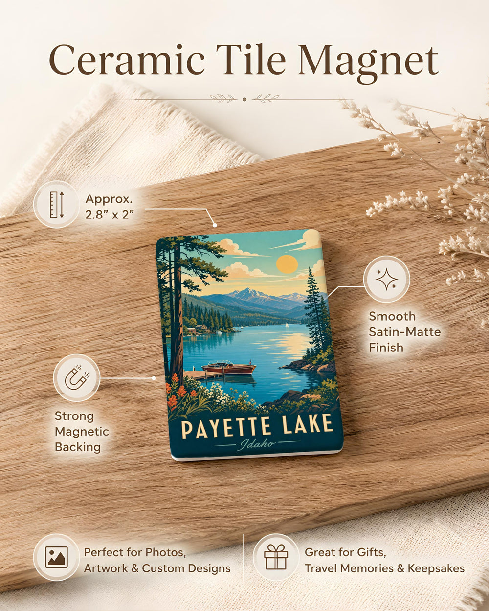 Payette Lake Fridge Magnet, Idaho Lake Souvenir, McCall Idaho Travel Gift, Scenic Mountain Lake Keepsake Magnet