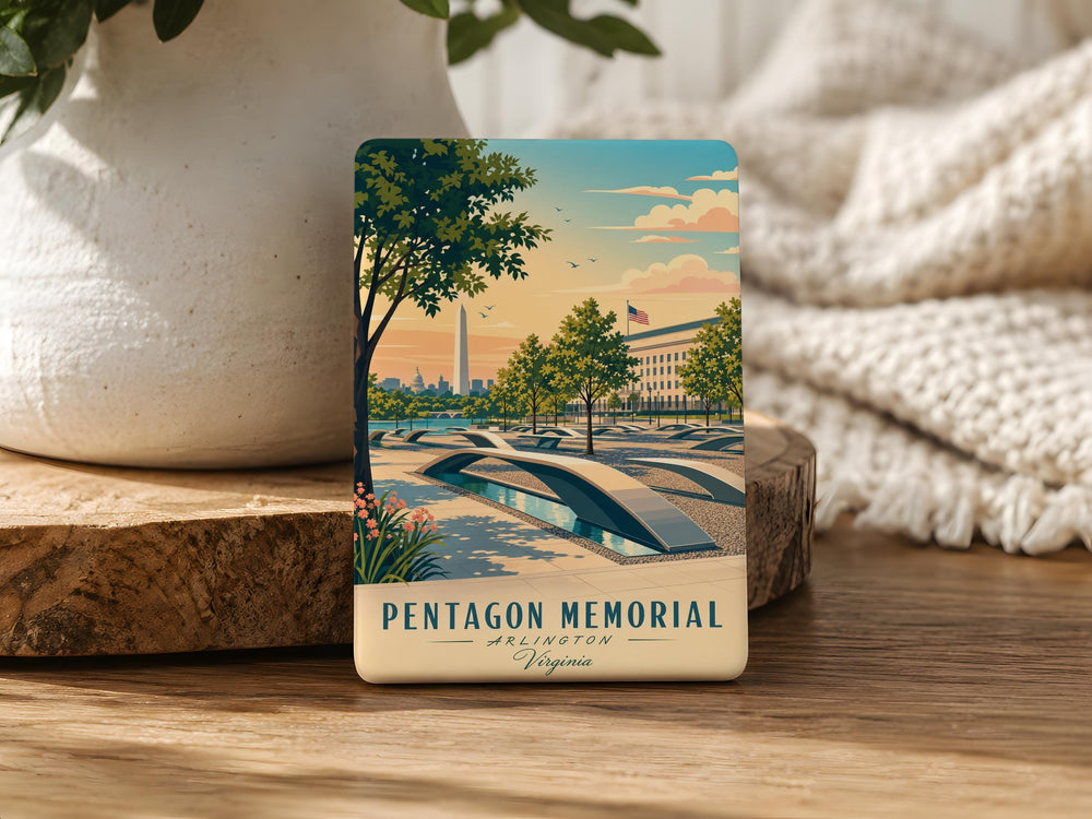 Pentagon Memorial Fridge Magnet, 9/11 Remembrance Tribute Souvenir, Arlington Virginia Memorial Keepsake Magnet