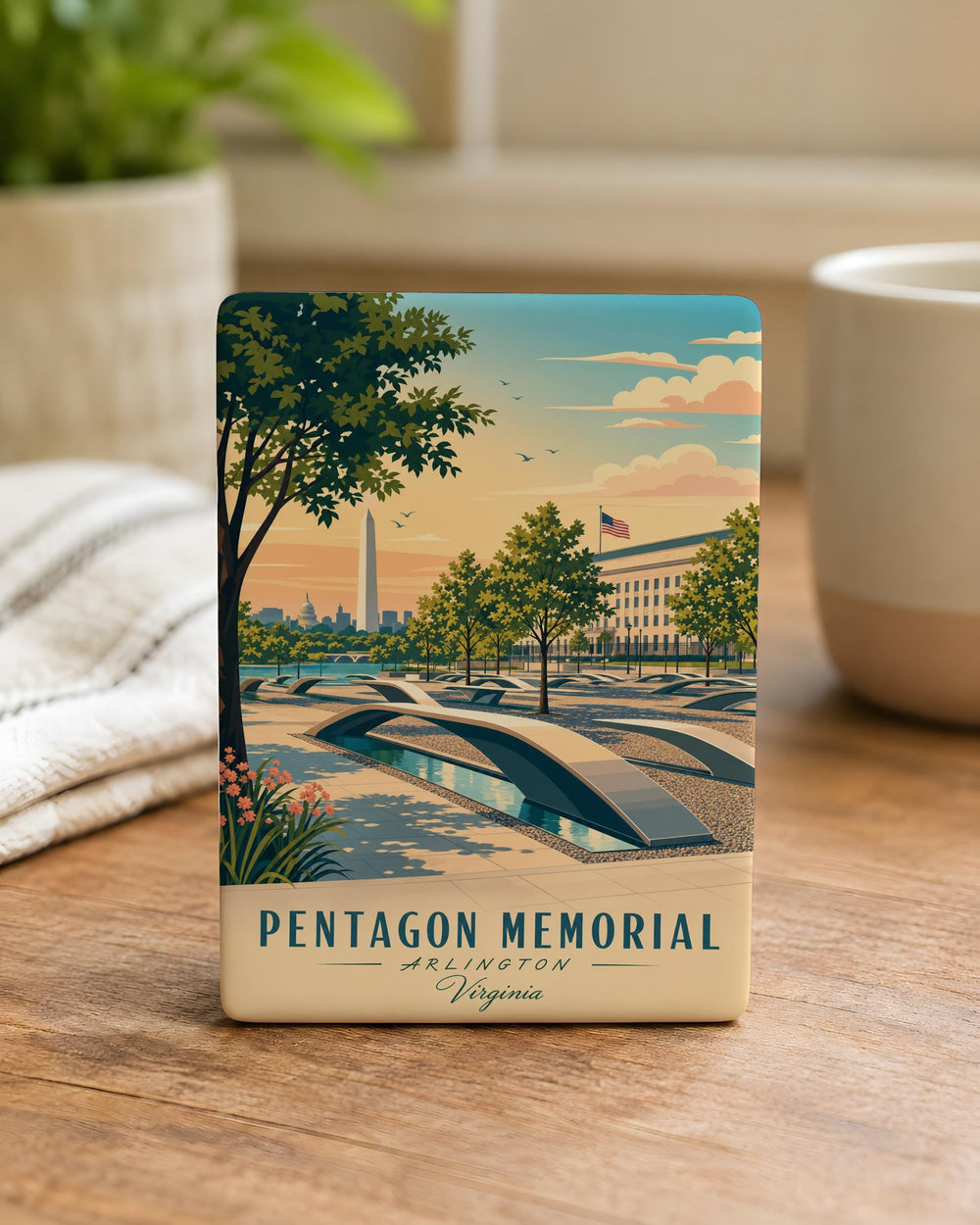 Pentagon Memorial Fridge Magnet, 9/11 Remembrance Tribute Souvenir, Arlington Virginia Memorial Keepsake Magnet